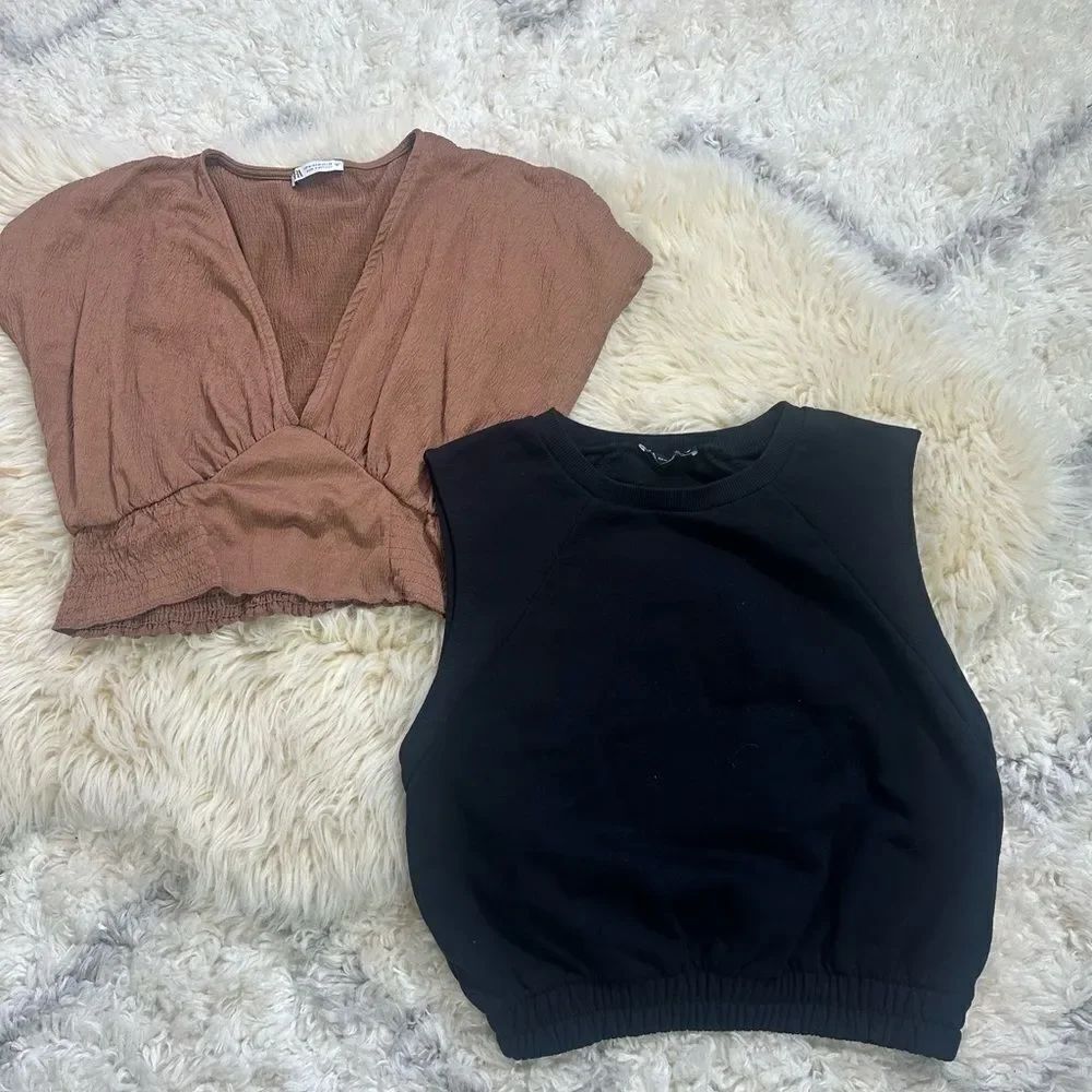 Zara Pink Sleeveless Wrap Crop Top